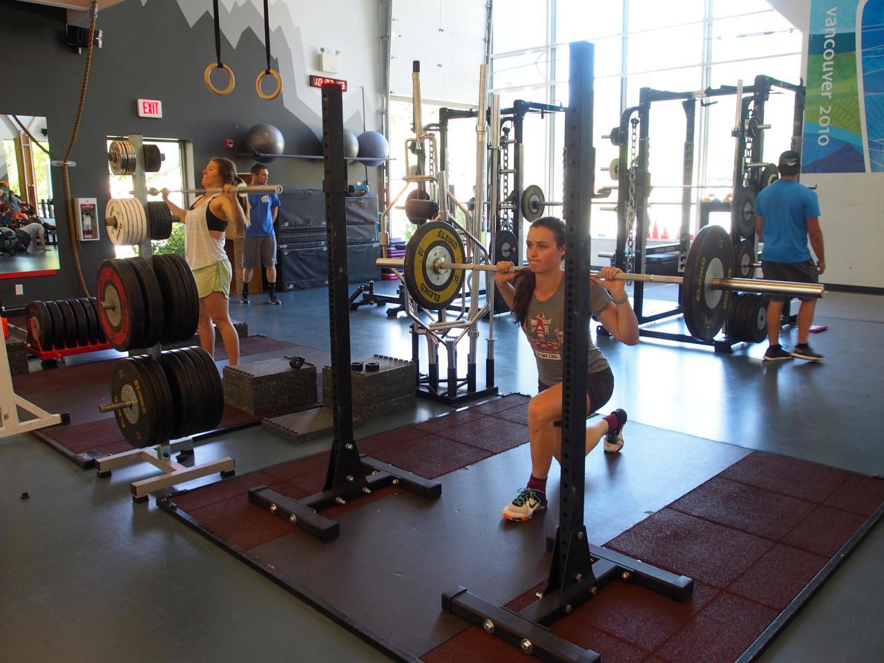 Athletes training in a high performance facility